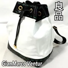 GianMarco Venturi 巾着型 ショルダーバッグ モノグラム 白 - メルカリ