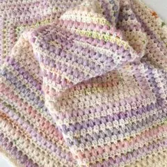 ひざ掛け　ブランケット　マルチカバー　毛糸　手編み　かぎ針編み　ハンドメイド
