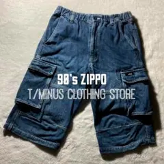 90s ZIPPO バギー　デニム　ダブルニー　カーゴパンツ　希少　レア　青