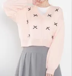 Honeys リボン付Vカーディガン