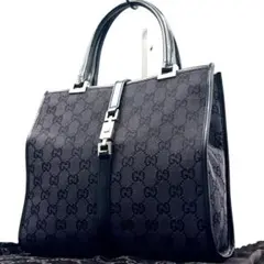 《極美品》GUCCI ジャッキー GGキャンバス レザー ハンドバッグ