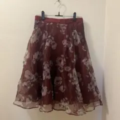 花柄フレアスカート 赤