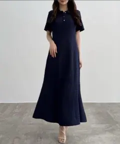 【CENEA】ポロニットワンピース　ネイビー cenea