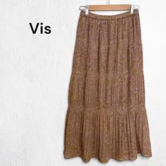 ビス ティアードスカート ロング丈 花柄 フレア 総柄 裏地 くすみカラー