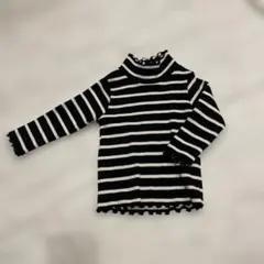 エバクロ　メローネックリブトップス　80 ブラック ボーダー リブ