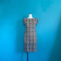 999 FENDIフェンディ　幾何学模様タイトフィットワンピース　40