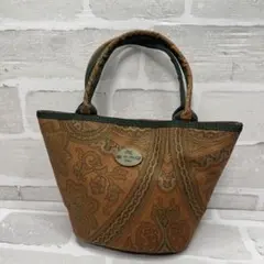 (美品)大人気、エトロ、ハンドバッグ、ミニサイズ、キャンパス地、ペイズリー柄、茶のサムネイル