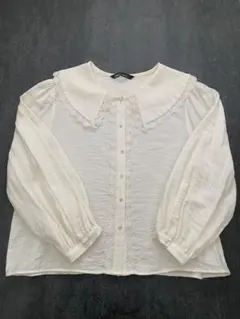 【ZARA】レース襟付きブラウス