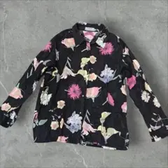 ✅️NOA 花柄 長袖シャツ　柄シャツ　シースルー　黒　総柄