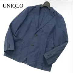 UNIQLOネイビー チェック柄 テーラードジャケットXL