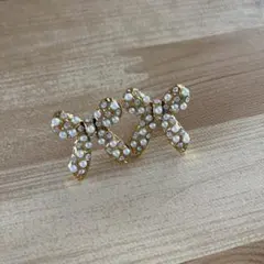 Donoban パールビジューリボンピアス