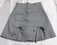 NICE CLAUP グレー ミニスカート リボン