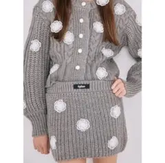 épine flower cable knit skirt grayのサムネイル