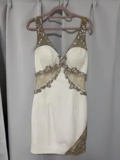 IRMA キャバドレスビーズ装飾付きホワイトナイトドレス