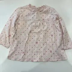 ホットビスケッツ　ミキハウス　うさぎ　フリル　長袖　ピンク　ロンT 90