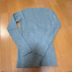 グレー リブ編み 長袖セーター
