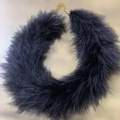 黒★カジュアル★ファー★マフラー、ネックレス★