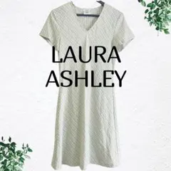 ローラアシュレイ 半袖ワンピース チェック柄 Vネック Aライン フレアスカートのサムネイル