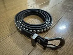 shopオーダー 黒レザースタッズベルトW36(2cm幅）