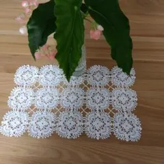 ハンドメイド レース編み ドイリー 長方形 ホワイト