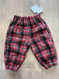 《新品》フリース赤黒チェックパンツ 90cm