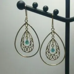 ♡透かしプレートとスワロフスキーのフープピアス