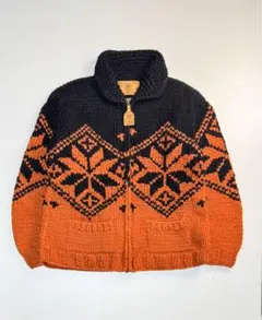 希少 CANADIAN SWEATER カウチンセーター クロス ハンドニット CANADIAN SWEATER トーテムポール カナダ製 ハンド ニット 100