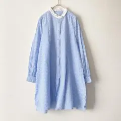 【美品】bulle de savon ストライプ シャツワンピース ブルー