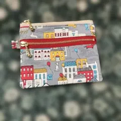ハンドメイド ダブルファスナーポーチ