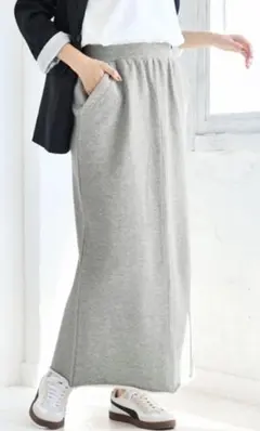 vis ミニ裏毛ナロースカート　スウェット　タイト　グレー