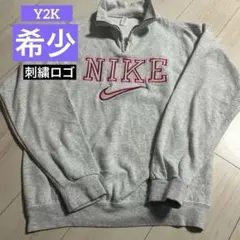 し*ん様 希少　NIKE ハーフジップ パーカー ビッグ刺繍ロゴ Y2K