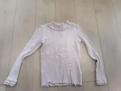 エニファム　フリル付きリブ長袖カットソー ピンク