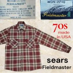 希少70sUSA製searsfieldmasterキルティングネルシャツプリネル