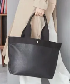 ブラック A4トートバッグ 合成皮革