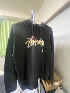 STUSSY グラデーションロゴ パーカー ブラックのサムネイル