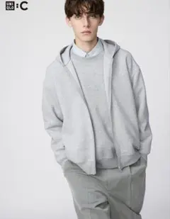 UNIQLO：C スウェットオーバーサイズフルジップパーカー　S グレー