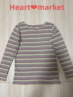 HEART MARKET 長袖スモーキーカラーストライプTシャツL 綿100%