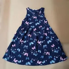 H&M 蝶プリント ノースリーブワンピース 122/128