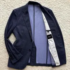 ★総柄★ MEN'S BIGI ニット テーラードジャケット 千鳥格子 ネイビーのサムネイル