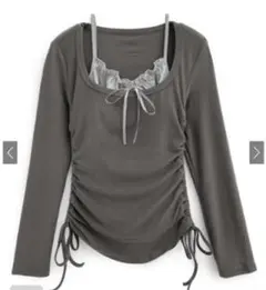 GRL　ac2472　フリルリボンキャミソール×ドロストトップスアンサンブル