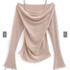 レイヤード風オフショルニットトップス[ac2508]