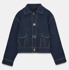 新品タグ付き 今期 zara コントラストボタン付きニットジャケット Sサイズ