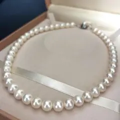 大珠✨希少　パール　ネックレス　約8.5-9.8mm 本真珠　SILVER刻印