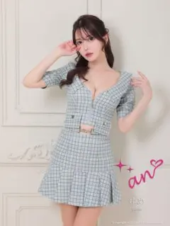 試着のみ美品！An セットアップ チェック キャバドレス XS