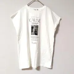Indluce ホワイト ノースリーブ Tシャツ 前面プリント M