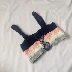 ハンドメイド かぎ針編み ボーダーベスト