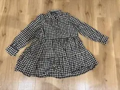 ZARA チェック柄長袖フレアワンピース