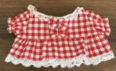 お試し価格 ぬい服 15cm チェックワンピース 赤