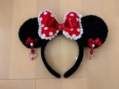 ミニー カチューシャ 赤 リボン イヤリング