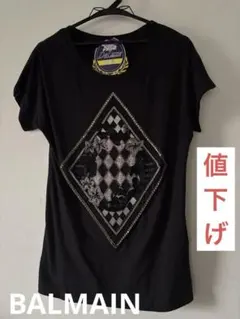 バルマン　Tシャツ　黒のトップス　BALMAIN サイズXS 美品　ビーズ装飾のサムネイル